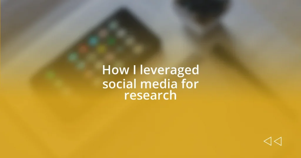 How I leveraged social media for research