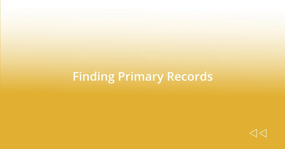 Finding Primary Records