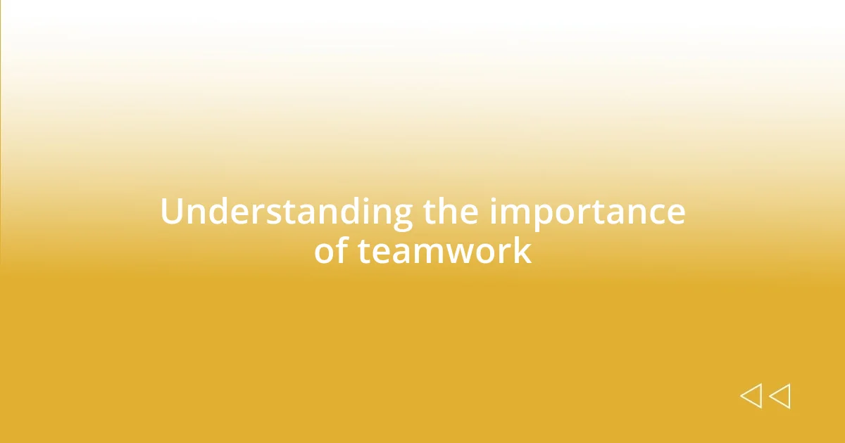 Understanding the importance of teamwork