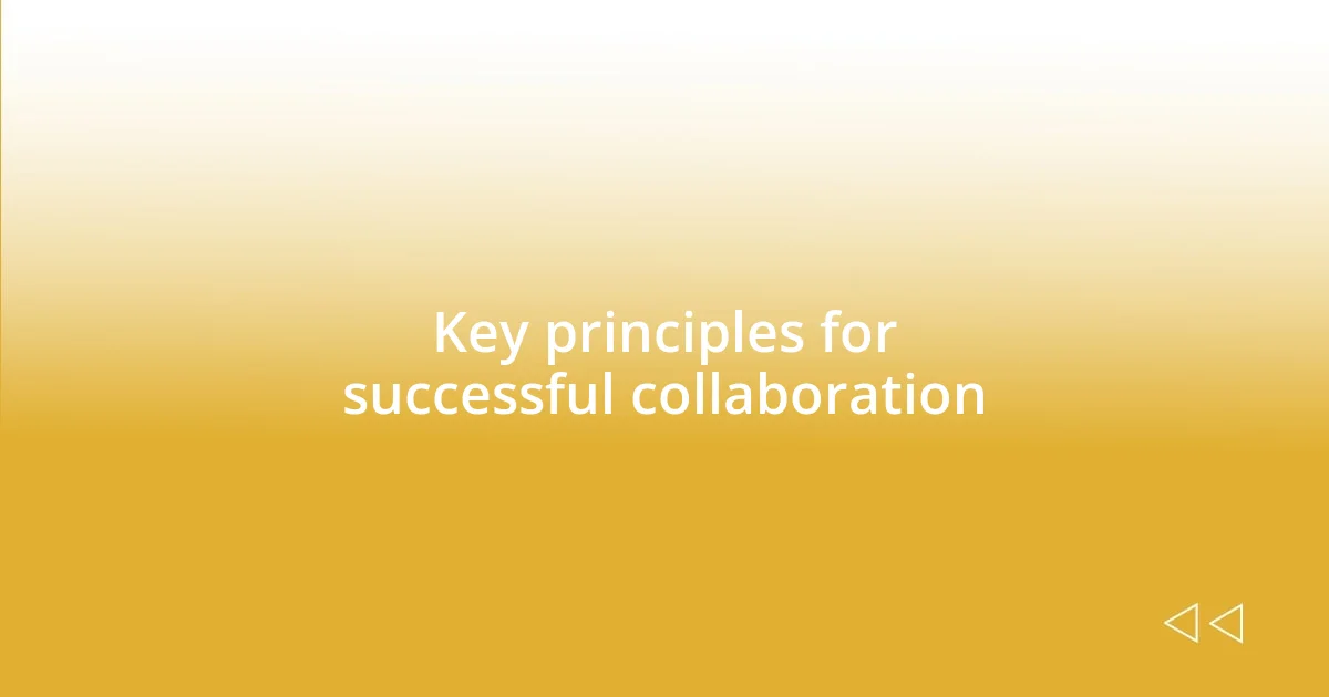 Key principles for successful collaboration